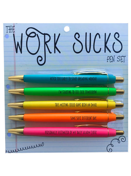 Work Sucks Snarky Ink Pen Set The Pretty Hot Mess