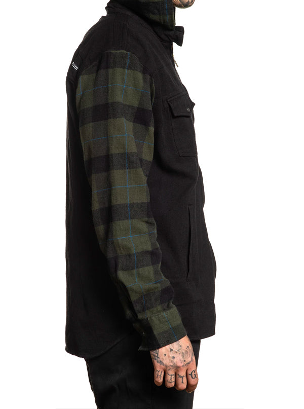Men&#39;s Wrangler Hooded Flannel (Black/Olive)