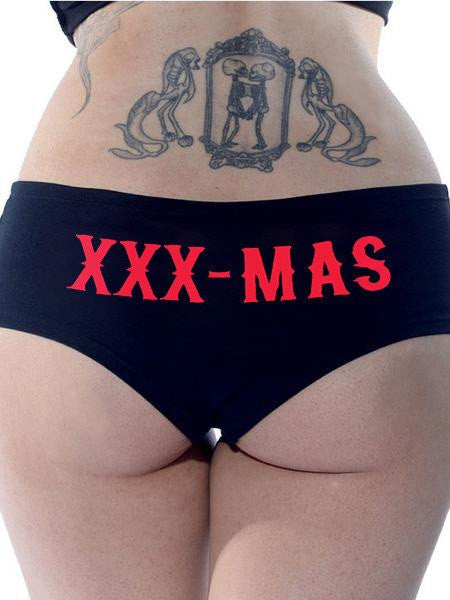 Women&#39;s &quot;XXX-Mas&quot; Booty Shorts by Cartel Ink (Black) - www.inkedshop.com