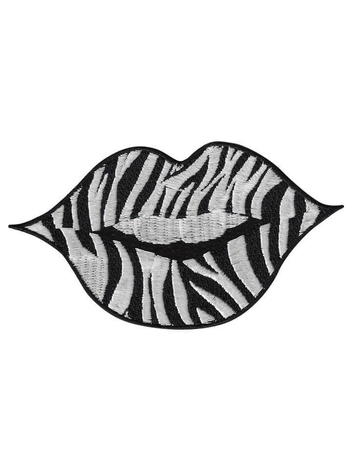 &quot;Lips&quot; Embroidered Patch by Lethal Angel (Zebra) - www.inkedshop.com